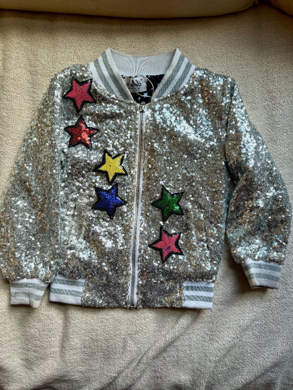 Lola + The Boys Unicorn Sequin Bomber Jacket 3T